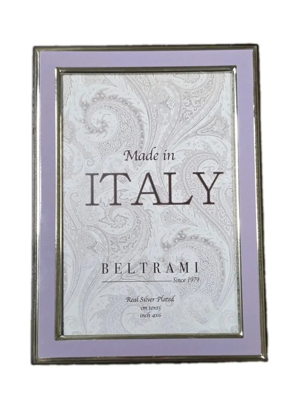 Beltrami Picture Frame Made In Italy Real Silver Plated 4x6 Purple Lavender
